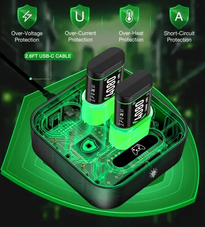 Lot de 4 batteries rechargeables pour manette – image 3
