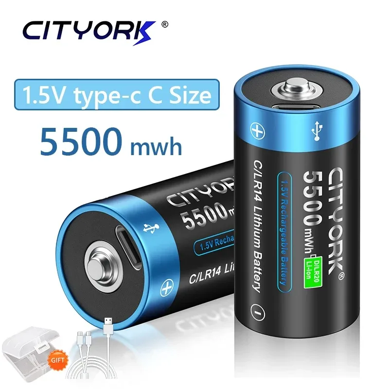 Pile rechargeable Li-ion 1,5 V taille C USB