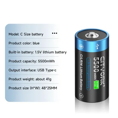 Pile rechargeable Li-ion 1,5 V taille C USB – image 2