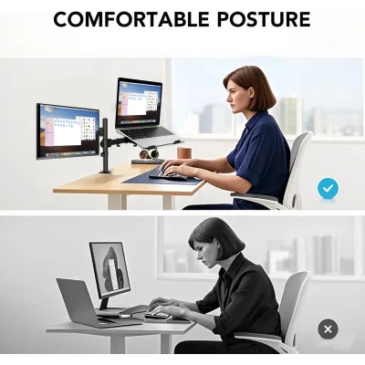 Support rotatif noir pour écran et portable – image 2