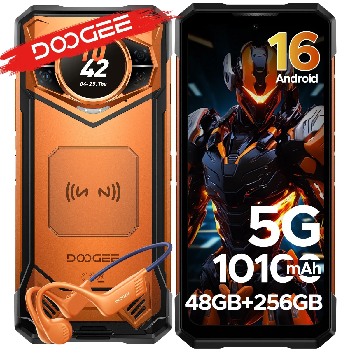 Téléphone robuste 5G Android à double écran
